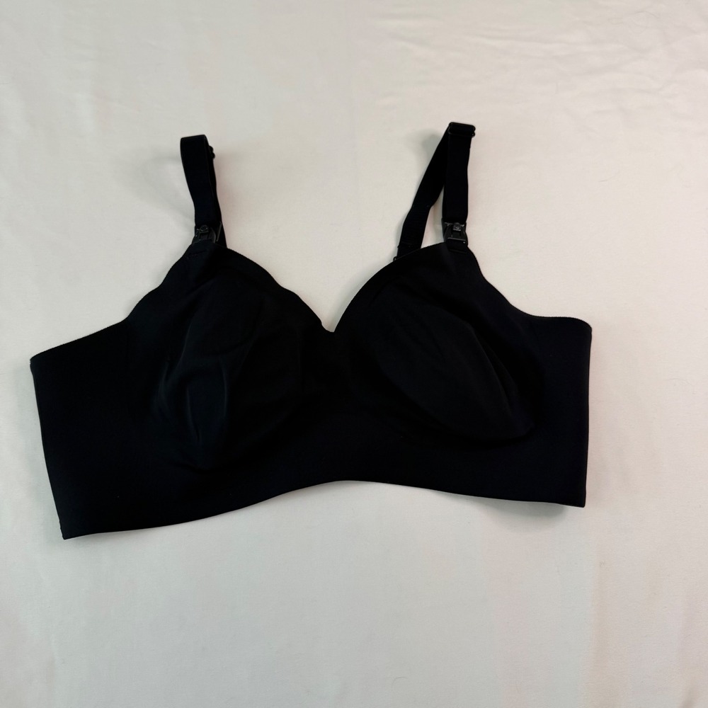 Momcozy Nursing Bra Black Wireless Seamless Adjustable Straps Size L